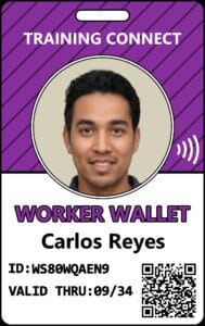 Carlos Reyes Worker Wallet ID card.